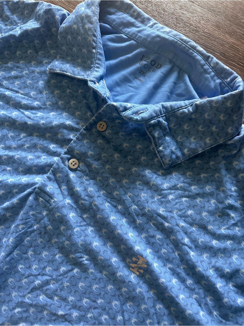IZOD Golf Men's Polo XXL Blue Geometric Knit Short Sleeve Stretch Regular AOP